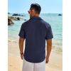 imageCOOFANDY Mens Linen Shirts Short Sleeve Button Down Shirt Casual Beach Summer Shirts Wedding Vacation ShirtNavy Blue