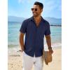 imageCOOFANDY Mens Linen Shirts Short Sleeve Button Down Shirt Casual Beach Summer Shirts Wedding Vacation ShirtNavy Blue