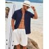 imageCOOFANDY Mens Linen Shirts Short Sleeve Button Down Shirt Casual Beach Summer Shirts Wedding Vacation ShirtNavy Blue