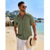 imageCOOFANDY Mens Linen Shirts Short Sleeve Button Down Shirt Casual Beach Summer Shirts Wedding Vacation ShirtOlive Green