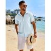 imageCOOFANDY Mens Linen Shirts Short Sleeve Button Down Shirt Casual Beach Summer Shirts Wedding Vacation ShirtPale Blue