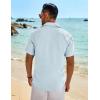 imageCOOFANDY Mens Linen Shirts Short Sleeve Button Down Shirt Casual Beach Summer Shirts Wedding Vacation ShirtPale Blue
