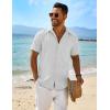 imageCOOFANDY Mens Linen Shirts Short Sleeve Button Down Shirt Casual Beach Summer Shirts Wedding Vacation ShirtWhite