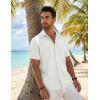 imageCOOFANDY Mens Linen Shirts Short Sleeve Button Down Shirt Casual Beach Summer Shirts Wedding Vacation ShirtWhite
