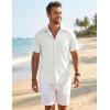imageCOOFANDY Mens Linen Shirts Short Sleeve Button Down Shirt Casual Beach Summer Shirts Wedding Vacation ShirtWhite