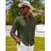 imageCOOFANDY Mens Long Sleeve Buttons Down Shirts Casual Button Up Shirts Beach Linen Shirt Untucked Dress ShirtArmy Green