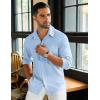imageCOOFANDY Mens Long Sleeve Buttons Down Shirts Casual Button Up Shirts Beach Linen Shirt Untucked Dress ShirtLight Blue