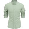 imageCOOFANDY Mens Long Sleeve Buttons Down Shirts Casual Button Up Shirts Beach Linen Shirt Untucked Dress ShirtLight Green