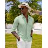 imageCOOFANDY Mens Long Sleeve Buttons Down Shirts Casual Button Up Shirts Beach Linen Shirt Untucked Dress ShirtLight Green