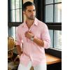 imageCOOFANDY Mens Long Sleeve Buttons Down Shirts Casual Button Up Shirts Beach Linen Shirt Untucked Dress ShirtPink