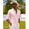 imageCOOFANDY Mens Long Sleeve Buttons Down Shirts Casual Button Up Shirts Beach Linen Shirt Untucked Dress ShirtPink