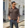 imageCOOFANDY Mens Long Sleeve Polo Shirts Classic Casual Button Polo Tee Lightweight Collared Golf ShirtBrown