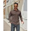 imageCOOFANDY Mens Long Sleeve Polo Shirts Classic Casual Button Polo Tee Lightweight Collared Golf ShirtBrown