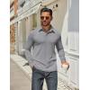 imageCOOFANDY Mens Long Sleeve Polo Shirts Classic Casual Button Polo Tee Lightweight Collared Golf ShirtGrey