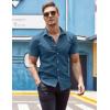 imageCOOFANDY Mens Muscle Fit Dress Shirts WrinkleFree Short Sleeve Casual Button Down ShirtBluegreen
