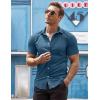 imageCOOFANDY Mens Muscle Fit Dress Shirts WrinkleFree Short Sleeve Casual Button Down ShirtBluegreen