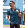 imageCOOFANDY Mens Muscle Fit Dress Shirts WrinkleFree Short Sleeve Casual Button Down ShirtBluegreen