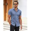 imageCOOFANDY Mens Muscle Fit Dress Shirts WrinkleFree Short Sleeve Casual Button Down ShirtDusty Urban Blue