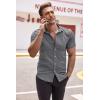 imageCOOFANDY Mens Muscle Fit Dress Shirts WrinkleFree Short Sleeve Casual Button Down ShirtGrey