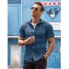 imageCOOFANDY Mens Muscle Fit Dress Shirts WrinkleFree Short Sleeve Casual Button Down ShirtGrey Blue