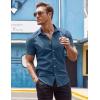 imageCOOFANDY Mens Muscle Fit Dress Shirts WrinkleFree Short Sleeve Casual Button Down ShirtGrey Blue