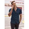 imageCOOFANDY Mens Muscle Fit Dress Shirts WrinkleFree Short Sleeve Casual Button Down ShirtNavy Blue