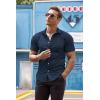 imageCOOFANDY Mens Muscle Fit Dress Shirts WrinkleFree Short Sleeve Casual Button Down ShirtNavy Blue