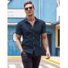 imageCOOFANDY Mens Muscle Fit Dress Shirts WrinkleFree Short Sleeve Casual Button Down ShirtNavy Blue