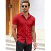 imageCOOFANDY Mens Muscle Fit Dress Shirts WrinkleFree Short Sleeve Casual Button Down ShirtRed