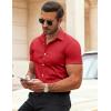 imageCOOFANDY Mens Muscle Fit Dress Shirts WrinkleFree Short Sleeve Casual Button Down ShirtRed