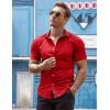 imageCOOFANDY Mens Muscle Fit Dress Shirts WrinkleFree Short Sleeve Casual Button Down ShirtRed