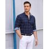 imageCOOFANDY Mens Plaid Dress Shirt Long Sleeve Business Casual Regular Fit Button Down ShirtsBlue