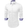 imageCOOFANDY Mens Plaid Dress Shirt Long Sleeve Business Casual Regular Fit Button Down ShirtsPure White