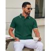 imageCOOFANDY Mens Polo Shirts Classic Short Sleeve Polo T Shirts Cotton Pique Casual Summer Fashion Golf ShirtDark Green