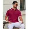 imageCOOFANDY Mens Polo Shirts Classic Short Sleeve Polo T Shirts Cotton Pique Casual Summer Fashion Golf ShirtDark Red