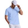 imageCOOFANDY Mens Polo Shirts Classic Short Sleeve Polo T Shirts Cotton Pique Casual Summer Fashion Golf ShirtLight Blue
