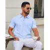 imageCOOFANDY Mens Polo Shirts Classic Short Sleeve Polo T Shirts Cotton Pique Casual Summer Fashion Golf ShirtLight Blue