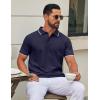 imageCOOFANDY Mens Polo Shirts Classic Short Sleeve Polo T Shirts Cotton Pique Casual Summer Fashion Golf ShirtNavy Blue