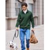 imageCOOFANDY Mens Quarter Zip Pullover Fleece Lined Sweatshirts Long Sleeve Mock Neck Sweater with PocketDark Green