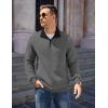 imageCOOFANDY Mens Quarter Zip Pullover Quilted Sweatshirt Knit Long Sleeve Mock Neck Sweater Polo with PocketZcontrast GrayBlack