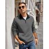 imageCOOFANDY Mens Quarter Zip Pullover Quilted Sweatshirt Knit Long Sleeve Mock Neck Sweater Polo with PocketZcontrast GrayBlack