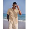 imageCOOFANDY Mens Short Sleeve Button Down Casual Beach ShirtAlmond