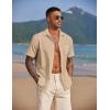imageCOOFANDY Mens Short Sleeve Button Down Casual Beach ShirtAlmond
