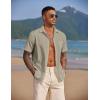 imageCOOFANDY Mens Short Sleeve Button Down Casual Beach ShirtLight Gray