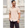 imageCOOFANDY Mens Short Sleeve Button Down Shirt Casual Summer Beach Untucked Vacation Textured Shirts with PocketCream