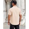 imageCOOFANDY Mens Short Sleeve Button Down Shirt Casual Summer Beach Untucked Vacation Textured Shirts with PocketCream
