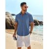 imageCOOFANDY Mens Short Sleeve Button Down Shirt Casual Summer Beach Untucked Vacation Textured Shirts with PocketMidnight Blue