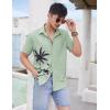 imageCOOFANDY Mens Short Sleeve Button Down Shirt Casual Summer Beach Untucked Vacation Textured Shirts with PocketSage Green  Palm Tree