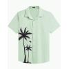imageCOOFANDY Mens Short Sleeve Button Down Shirt Casual Summer Beach Untucked Vacation Textured Shirts with PocketSage Green  Palm Tree