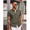 imageCOOFANDY Mens Short Sleeve Button Down Shirts Casual Summer Dress Untucked ShirtsA  Plaid Collar Army Green